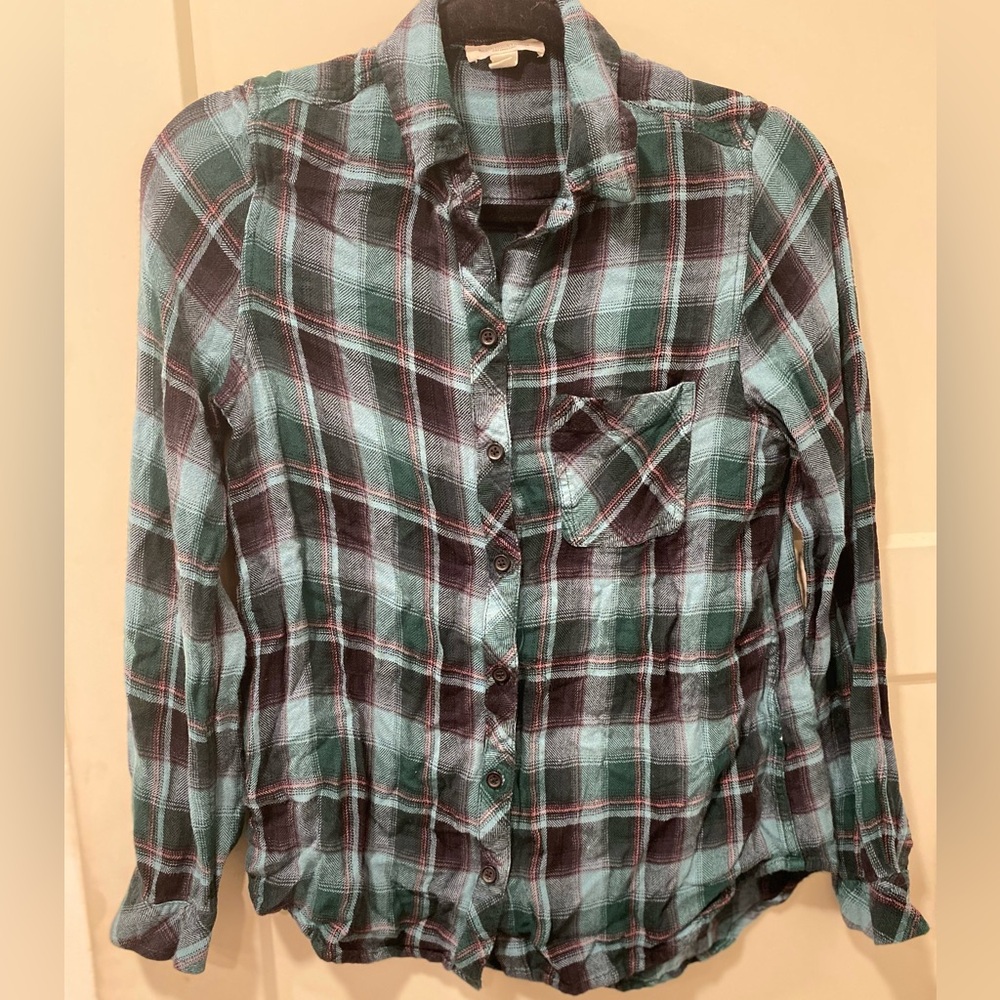 FINAL PRICE 💚EUC Beach Lunch Lounge blue cotton flannel size Small